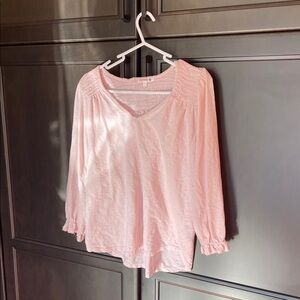 sundry pink smocked long sleeved top size medium